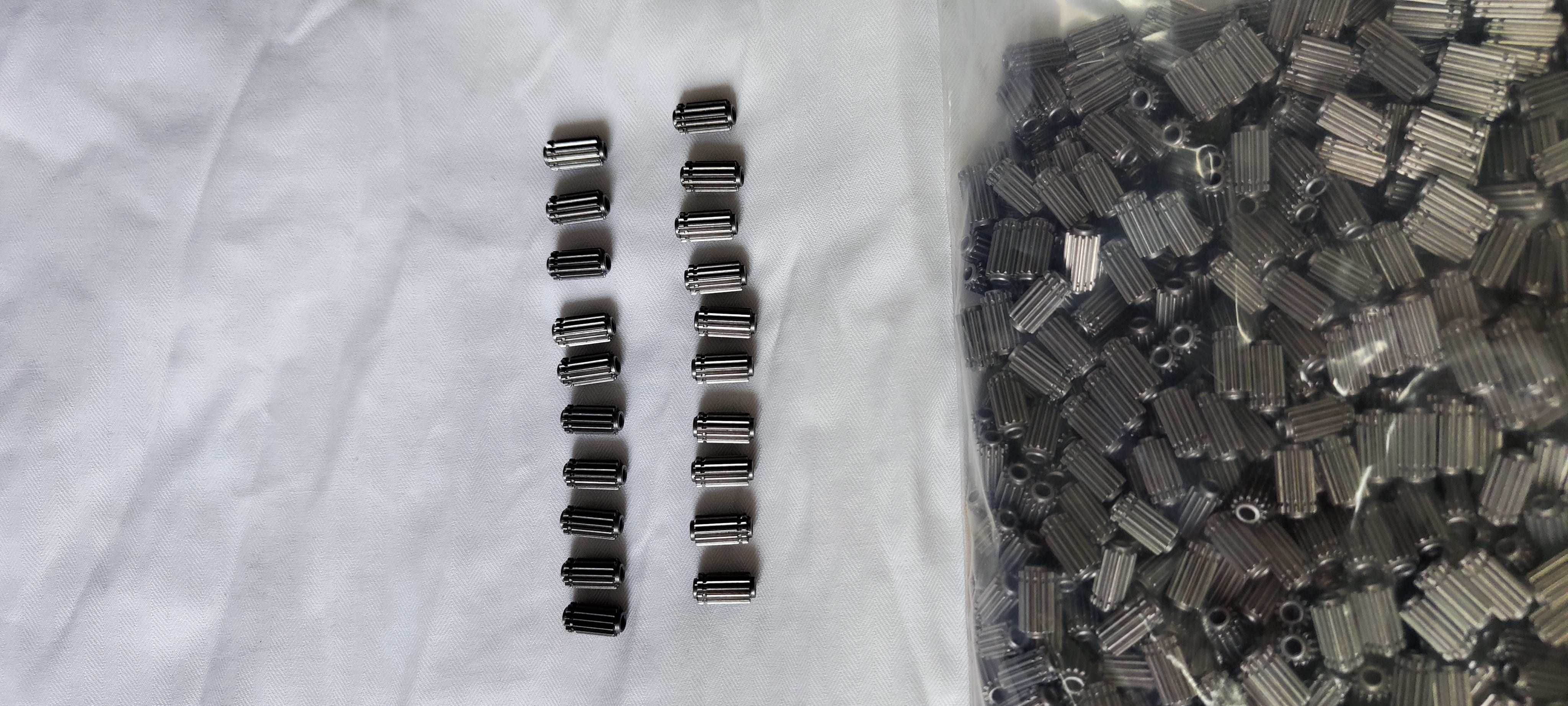 Grouped small steel turned components and spacer parts