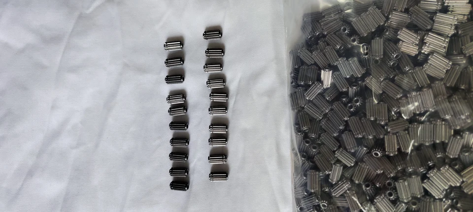 Grouped small steel turned components and spacer parts